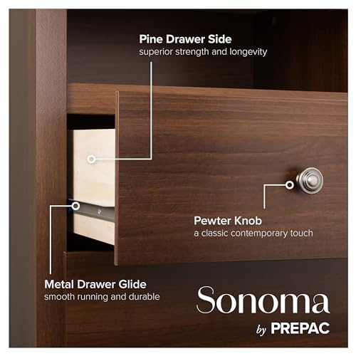 Prepac Rustic Ridge Farmhouse 6-Drawer Double Dresser, Brown X6434