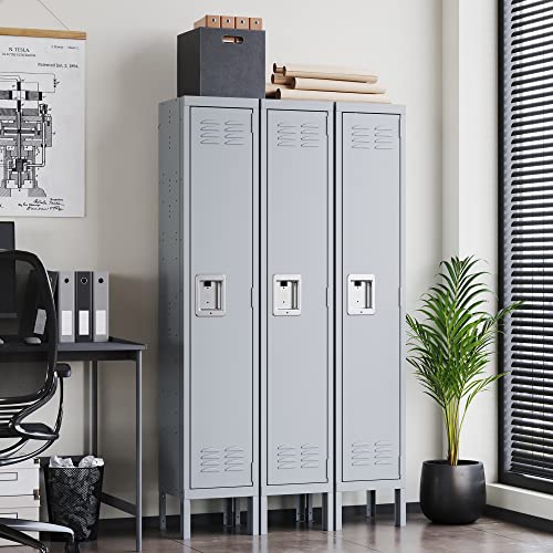 Letaya Metal Lockers 5 Doors 66" Tall Steel Storage Cabinet Gray G40479