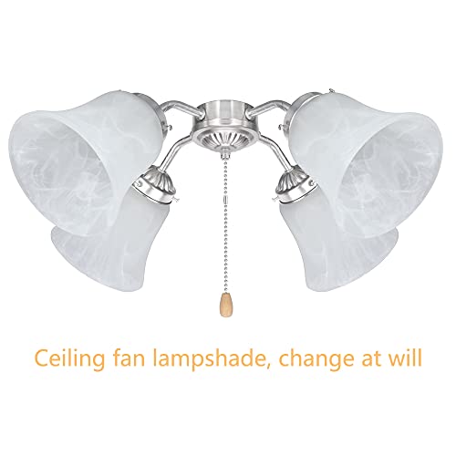 Set of 4 Clear & Frosted Ceiling Fan Light Covers Glass Shade, 5" Diameter M115776