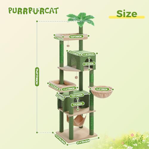 45-Inch Cat Tree with 2 Condos, Scratching Posts and Hammock F616