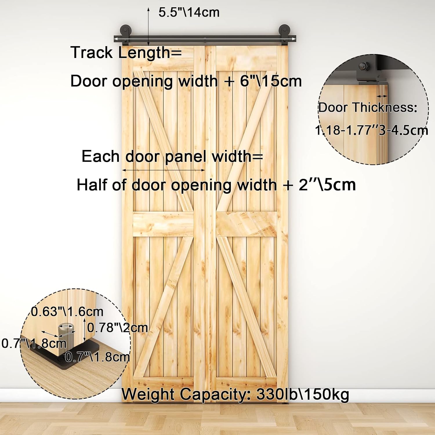 Bi-Folding Sliding Barn Door Hardware Kit Heavy Duty for 2 Doors J841248