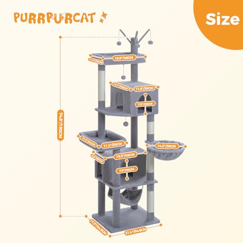 45-Inch Cat Tree with 2 Condos, Scratching Posts and Hammock F616