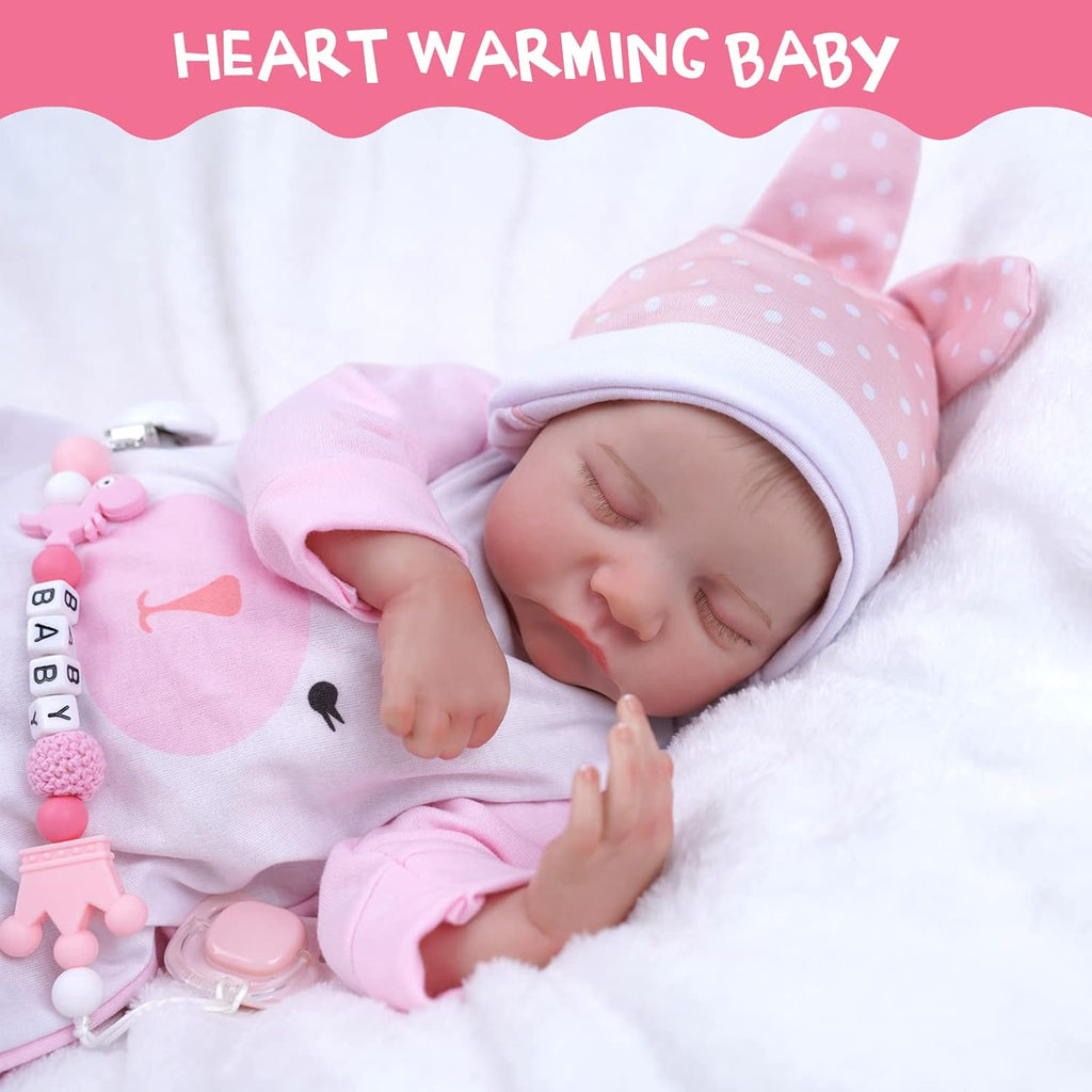 JIZHI Lifelike Reborn Baby Doll 17-Inch Soft Cloth Body Realistic Newborn Girl with Toy Accessories O877
