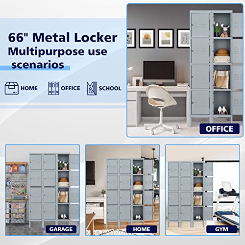 Letaya Metal Lockers 5 Doors 66" Tall Steel Storage Cabinet Gray G40479