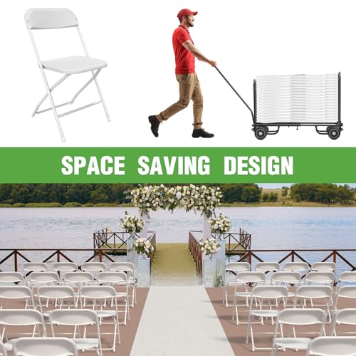 10 Pack White Plastic Folding Chair with Steel Frame A149586