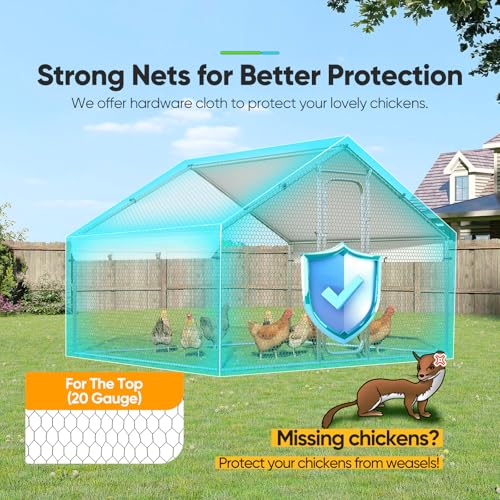 Quictent Large Metal Chicken Coop Run with Roosting Perch for 20+ Poultry, Outdoor Walk-in Hen House, 12x9x6.6FT N28773