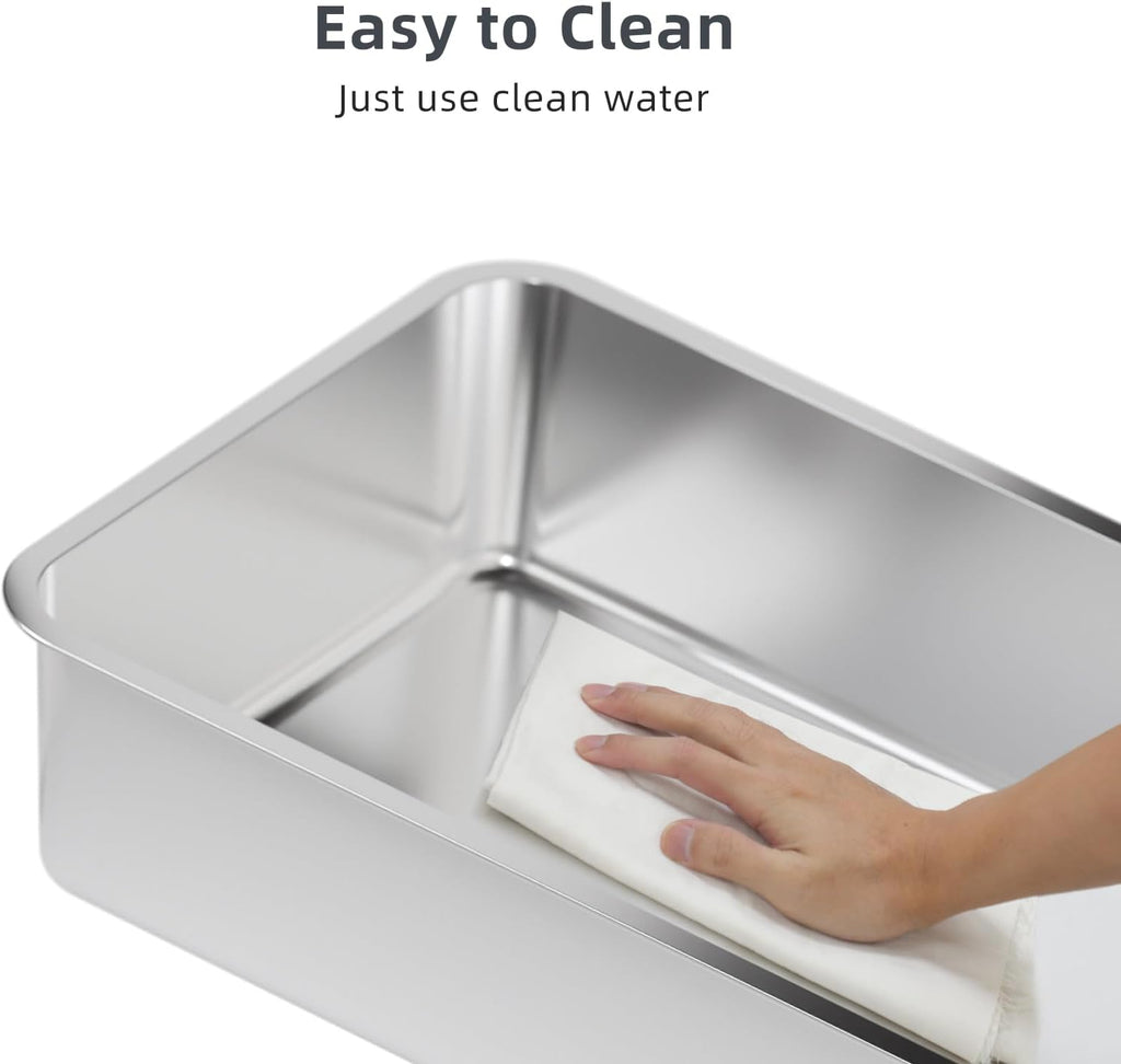 Stainless Steel Cat Litter Box with Lid, Extra Medium, Easy-to-Clean W614
