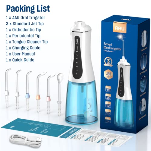 Cordless Water Dental Flosser Portable Rechargeable Oral Irrigator 350ML Tank IPX7 Waterproof M404568