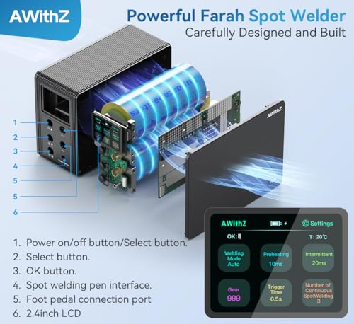 14.6 KW Capacitor Battery Spot Welder 2-in-1 Automatic & Foot Pedal for 18650/LiFePO4 Battery Pack Building G399304