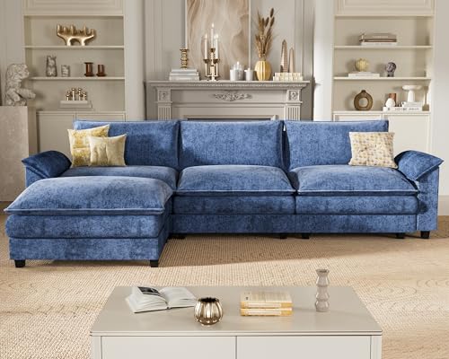 Homall 119" Modular Sectional Sofa with Reversible Ottoman, Light Grey V97154