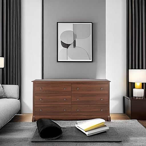 Prepac Rustic Ridge Farmhouse 6-Drawer Double Dresser, Brown X6434