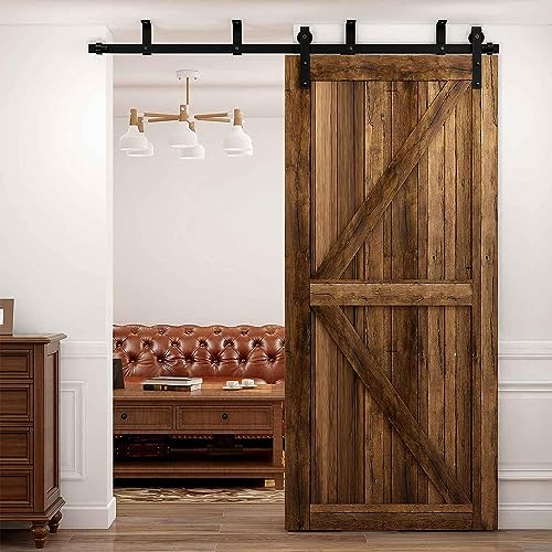 14FT Ceiling Mount Sliding Barn Door Hardware Kit for 42" Double Wood Door Q734445