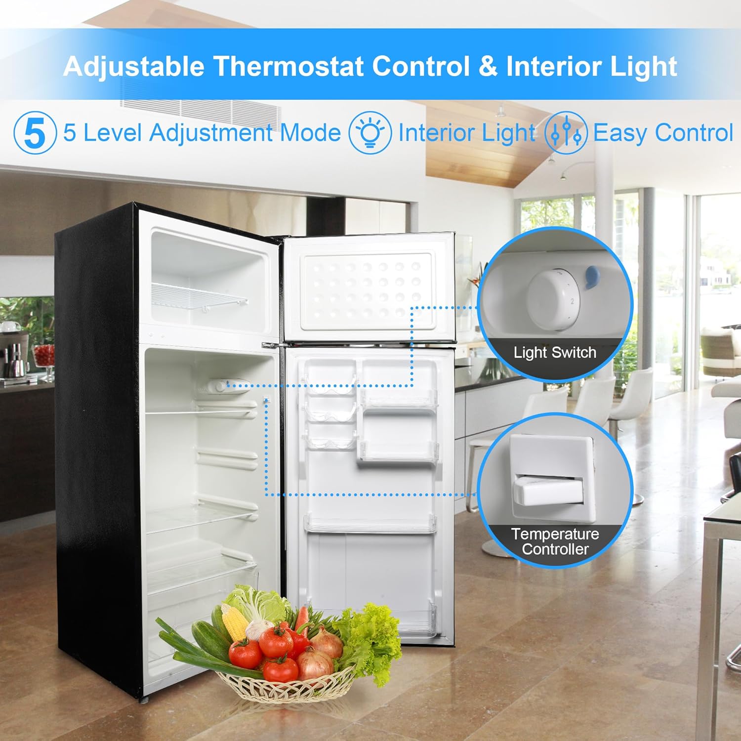 2 Door Refrigerator with Freezer, 7.7 Cu Ft Apartment Size, Black S150
