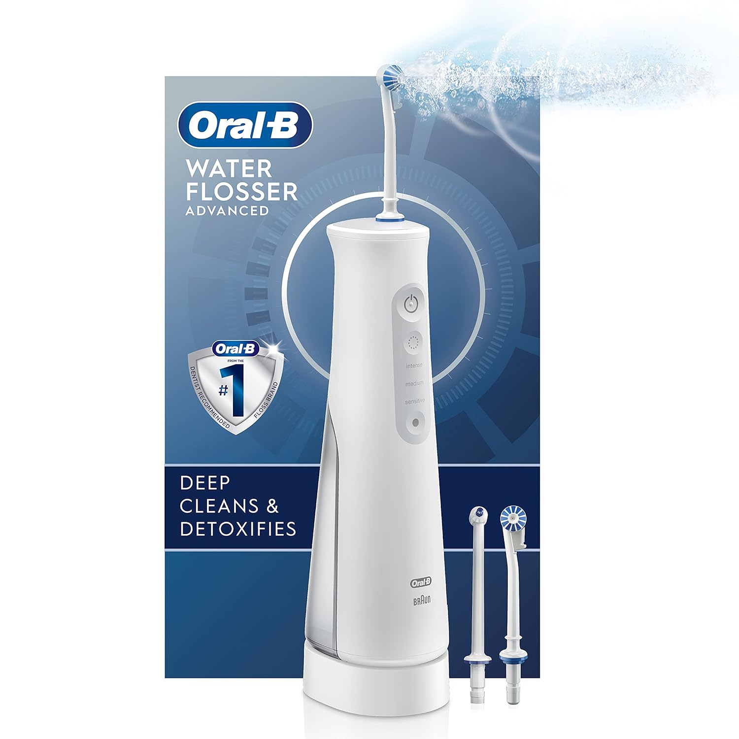 Oral-B Water Flosser Advanced, Cordless Portable Oral Irrigator with 3 Nozzles Q459