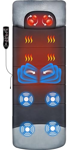 Full Body Massage Mat with Shiatsu Neck Massager, 3D Lumbar Traction & Relaxation, Back & Waist Heat, 4 Vibrating Motors, Full Body Massager for Stretching & Circulation, No Weight Limit, Fit 5'1-6'2