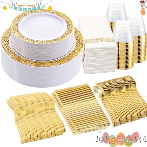 WELLIFE Silver Party Dinnerware Set for 50 Guests, Disposable A689948