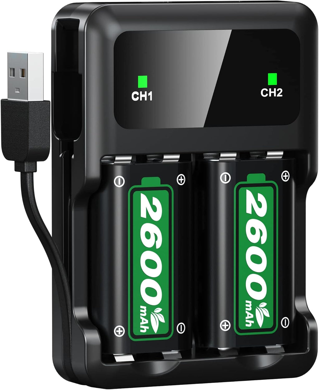 SWANPOW Fast Charging 2x2600mAh(6240mWhx2) Controller Battery Pack with Charger Station for Xbox One/Xbox Series X/Xbox Series S/Xbox One X|S High Capacity Rechargeable Battery Pack