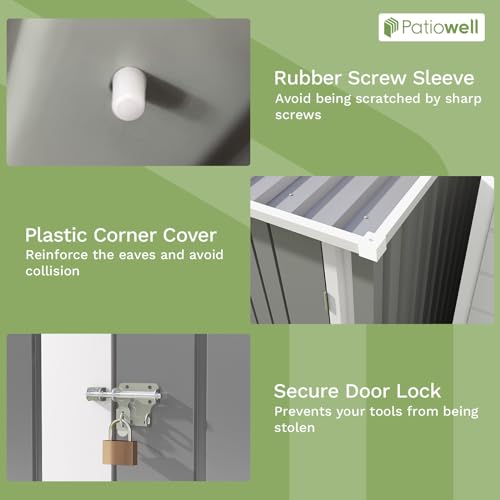 Patiowell 3 x 3 FT Outdoor Storage Shed with Sloping Roof, Grey F27529