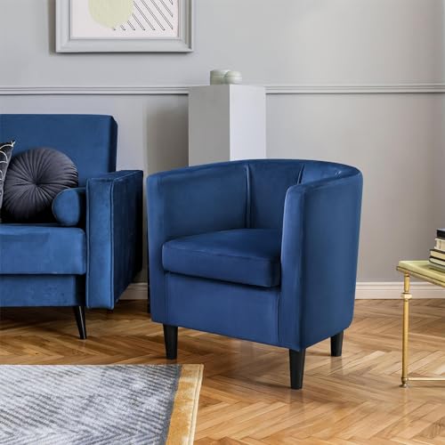 Yaheetech Velvet Accent Chair, Modern Upholstered Barrel Chair, Olive Green J55628