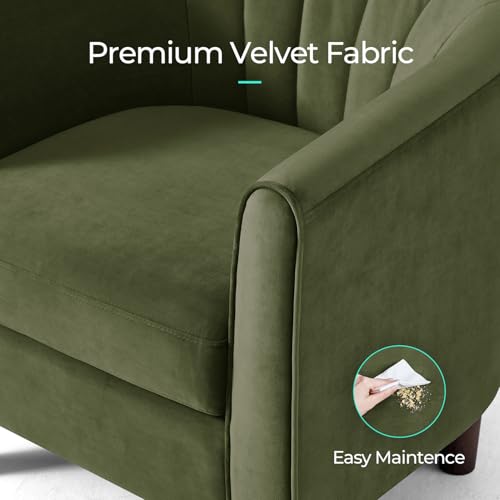 LINSY Accent Chair with Ottoman, Velvet, Olive Green C653