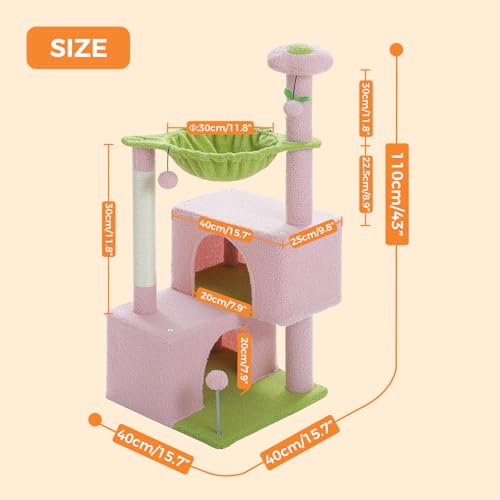 45-Inch Cat Tree with 2 Condos, Scratching Posts and Hammock F616
