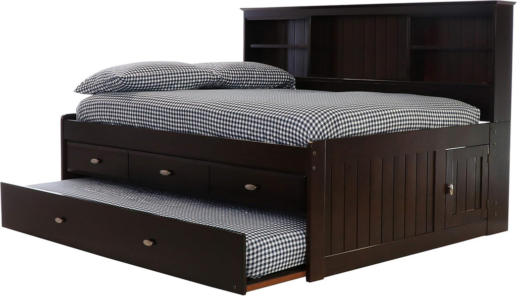 Discovery World Furniture Full Bookcase Daybed with 3 Drawers & Trundle Espresso J3821