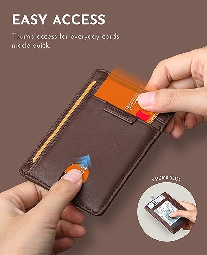 Buffway Slim Wallet for Men Women Minimalist RFID Blocking Bassa Chocolate C80809