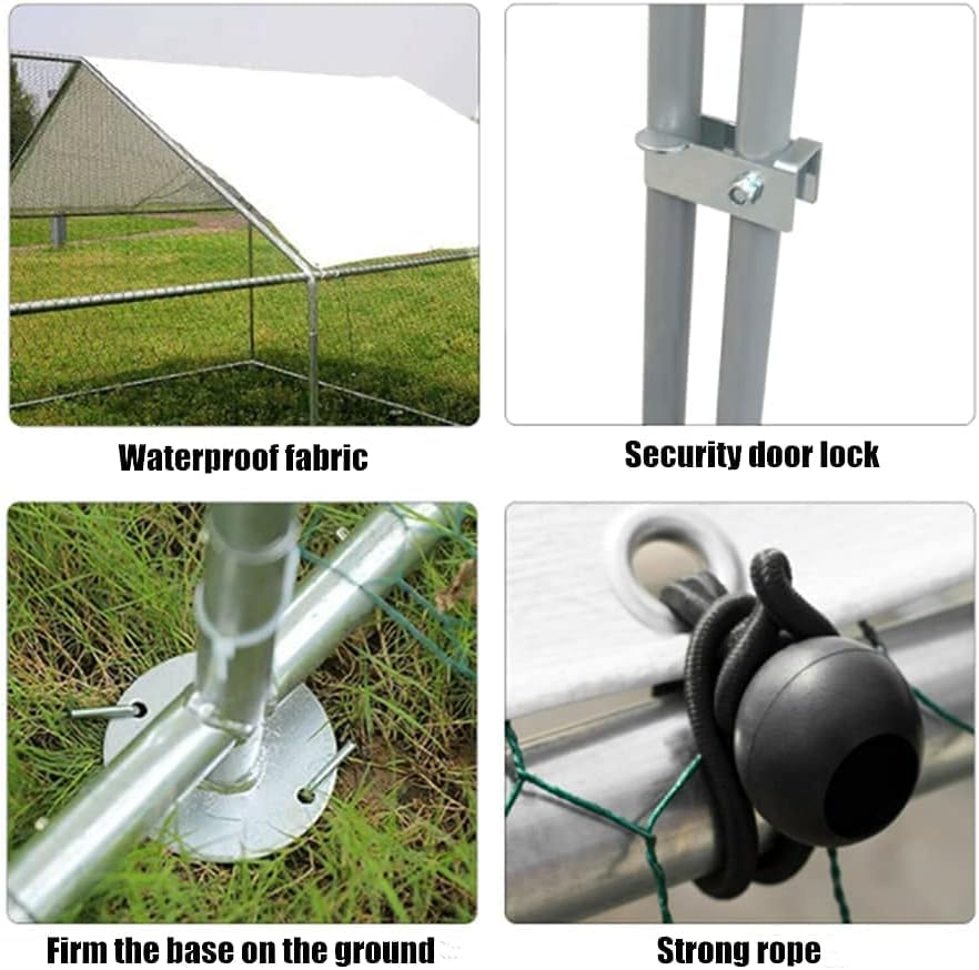 Metal Chicken Coop Cage with Waterproof Roof and Lockable Doors Y613970