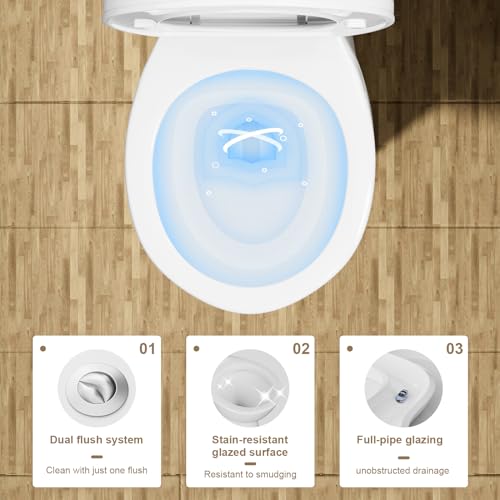 SUPERFLO Rear Outlet Toilet 19 Inch Tall with Tank, Includes Extension Pipe J4298