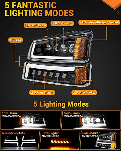 Z-OFFROAD LED Headlights Assembly with DRL for 2003-2006 Chevy Silverado Avalanche Y434052