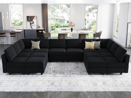 Belffin Oversized Modular Sectional Sofa with Double Chaises and Storage F17277