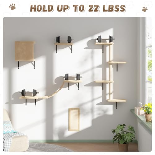 COZIWOW Wall Mounted Cat Shelves and Perches, Set of 5 (Grey) Y44261