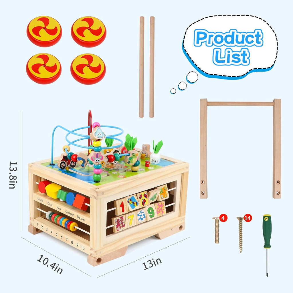 Wooden 7-in-1 Montessori Activity Cube for Toddlers D492