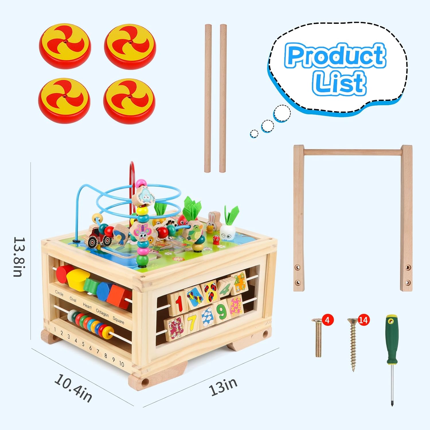 Wooden 7-in-1 Montessori Activity Cube for Toddlers D492