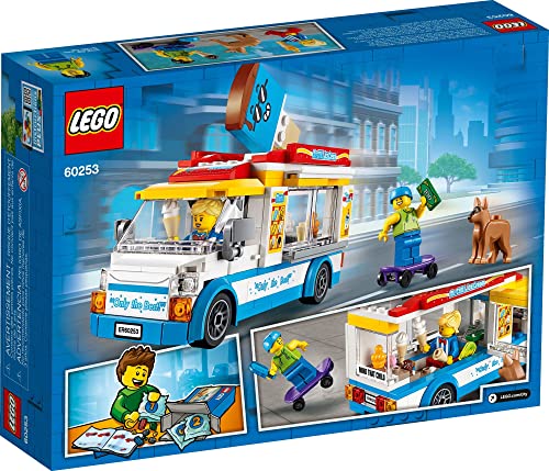 LEGO City Ice Cream Truck Van 60253 Building Toy Set with Skater Minifigures and Dog Figure D48470