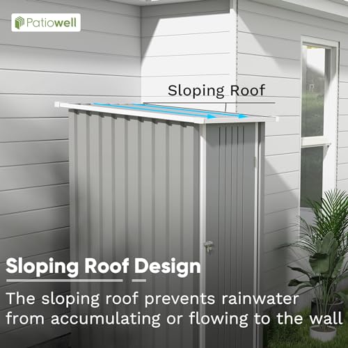 Patiowell 3 x 3 FT Outdoor Storage Shed with Sloping Roof, Grey F27529