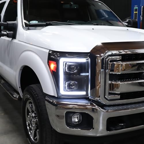 2011-2016 Ford Super Duty Dual Projector Headlights LED Sequential Turn Signals Pair Black B630412