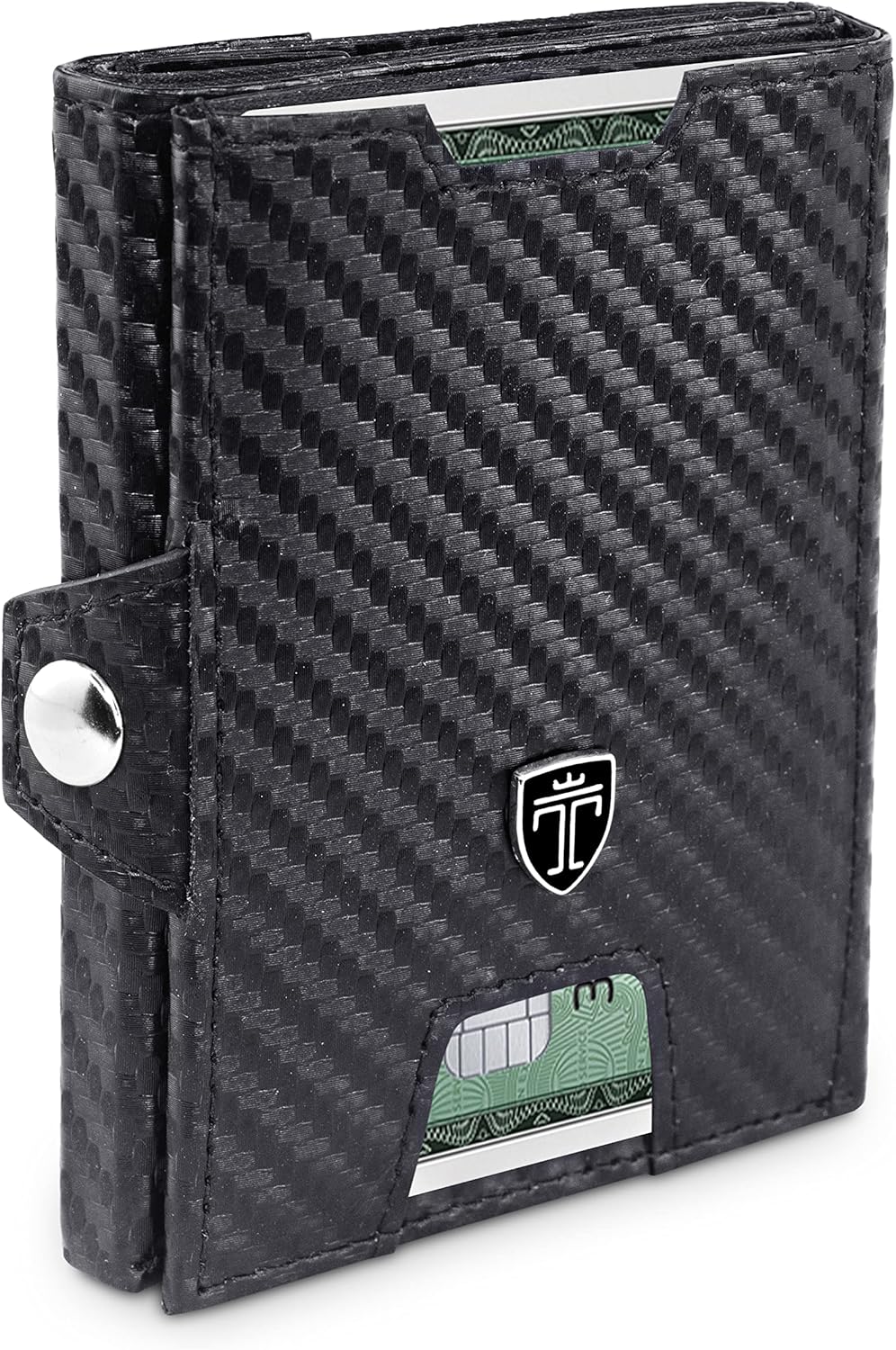 TRAVANDO Slim Wallets for Men Carbon - Mens Minimalist Slim Wallet - RFID Credit Card Holder Wallet for Man - Mini Front Pocket Wallet Mens Wallet - Gifts for men