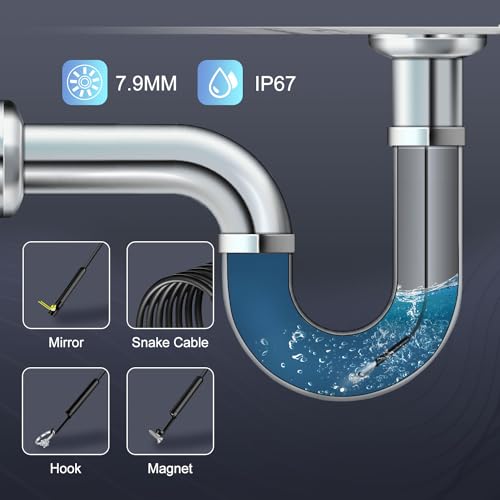Endoscope Camera with Light, 1920P HD Borescope, IP67 Waterproof, 16.5FT Cord for iPhone iPad Android N799693