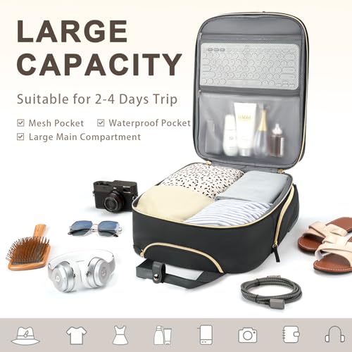 Small Underseat Carry-On Luggage with Wheels, Lightweight Travel Bag, Black Gold G79642