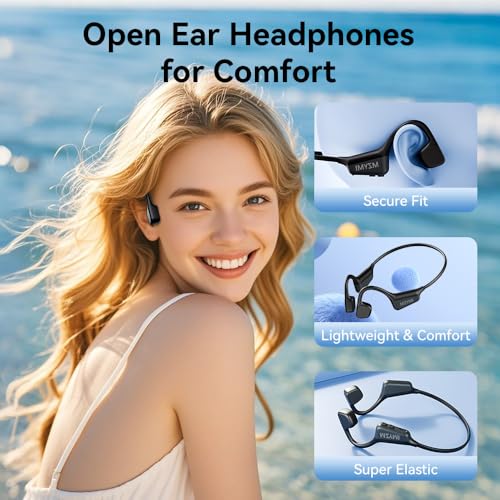 Bone Conduction Headphones Wireless Bluetooth 5.4 Open Ear Sports Headset with Mic, IPX6 Waterproof (Green) R3266