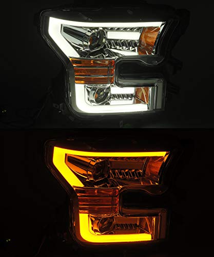 AlphaRex PRO-Series Jet Black LED Tube Dual Projector Headlights for 15-17 Ford F150 M7591
