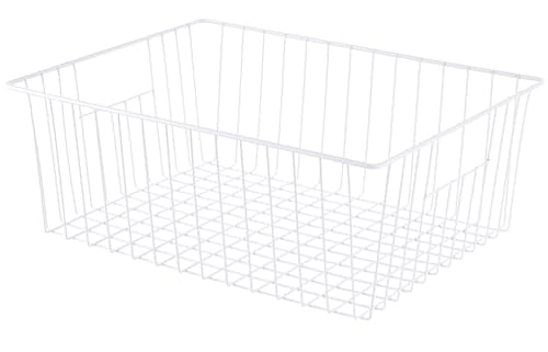 16" Upright Freezer Organizer Baskets, Wire Storage Bins, White, Set of 6 V556519