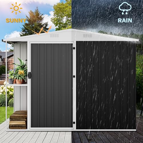DWVO 6x4ft Metal Storage Shed for Outdoors, Dark Gray T6985