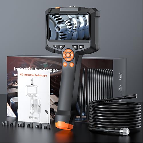 Endoscope Camera with Light, 4.3' IPS Screen Industrial Borescope Camera, 1080P HD Inspection Snake Camera with 8 LED Lights, IP67 Waterproof Sewer Endoscope, 16.4FT Semi-Rigid Cord Bore Scope