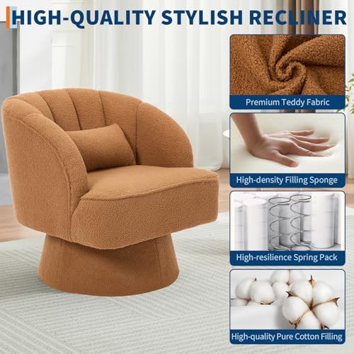 GarveeHome Modern Swivel Barrel Accent Chair, Teddy Fabric Upholstered Armchair, Black W334223