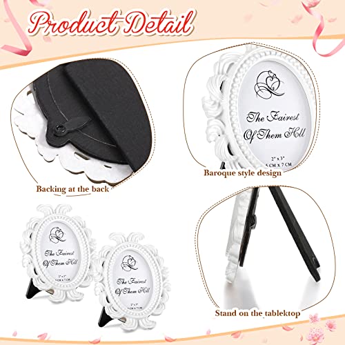 Vicenpal 20 Pieces Vintage Resin Picture Frames Antique Photo Frame Baroque Oval Mini Frame Table Top Display Black K3894