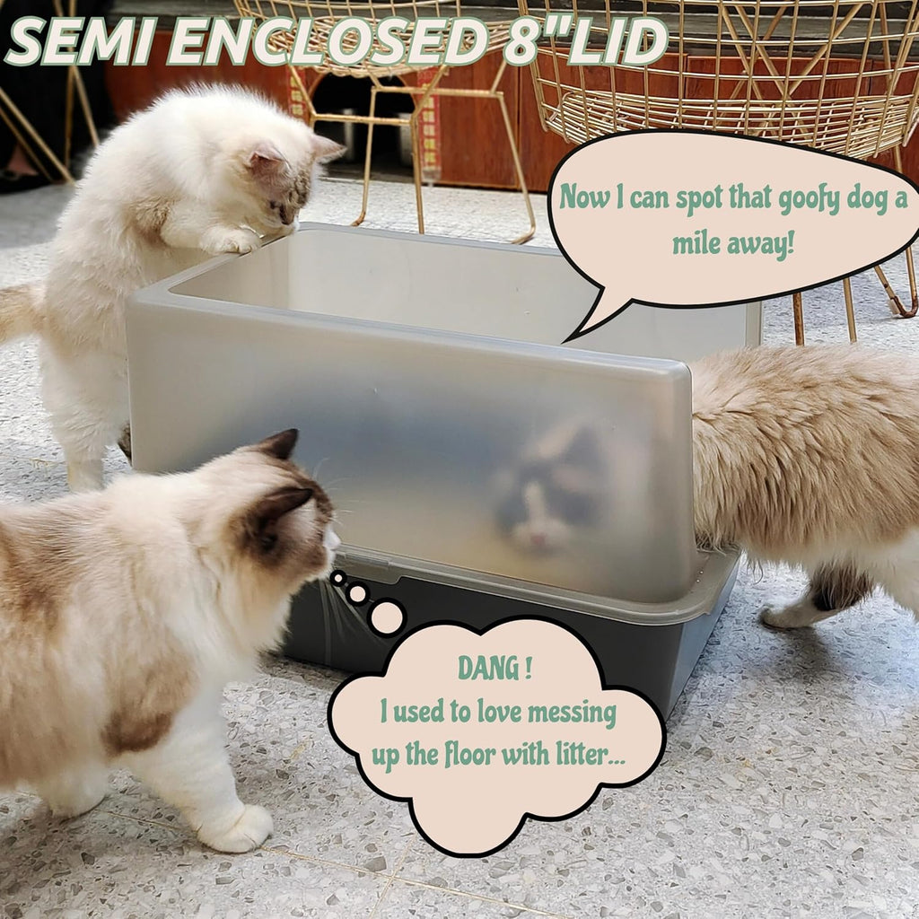 Jumbo Stainless Steel Litter Box with Lid, Non-Stick Coating, Includes Scoop V85682