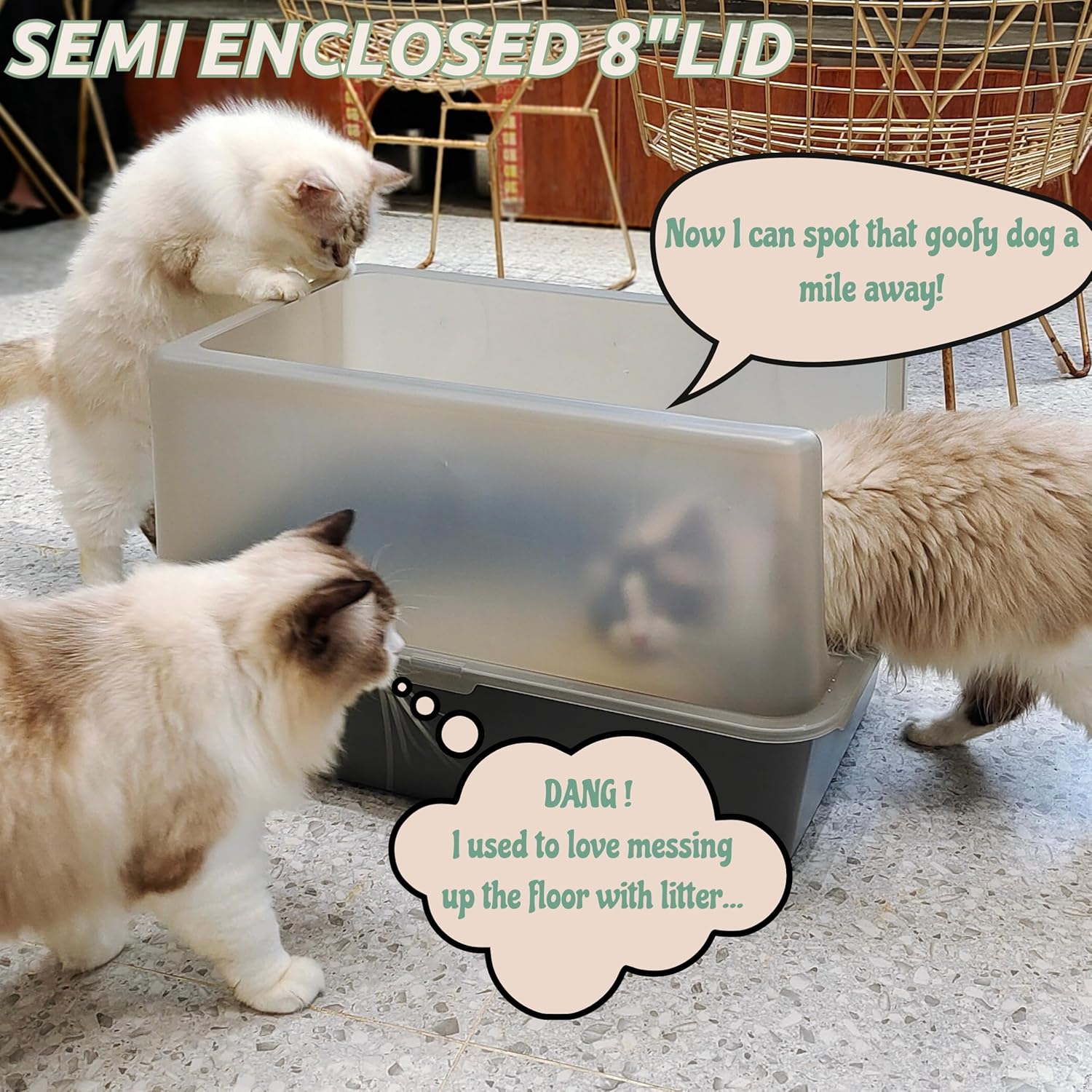 Jumbo Stainless Steel Litter Box with Lid, Non-Stick Coating, Includes Scoop V85682