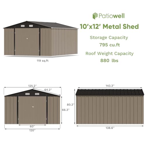 Patiowell 3 x 3 FT Outdoor Storage Shed with Sloping Roof, Grey F27529